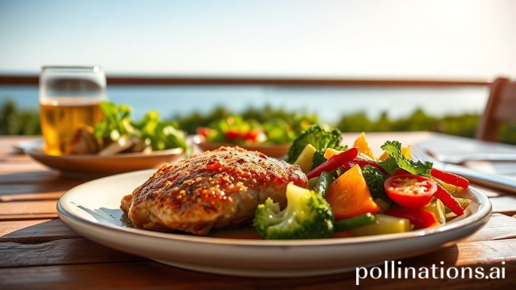 Frango grelhado com legumes salteados