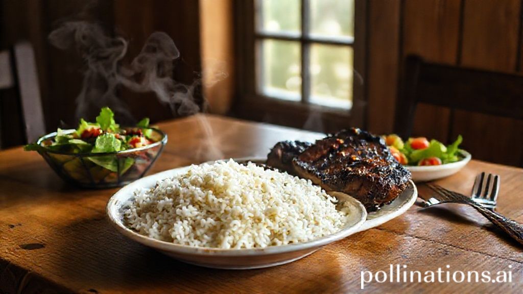Arroz com feijão e bife acebolado