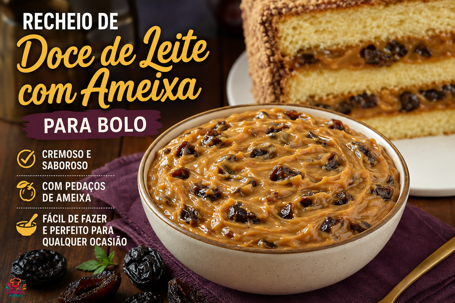 Recheio Cremoso de Doce de Leite com Ameixa